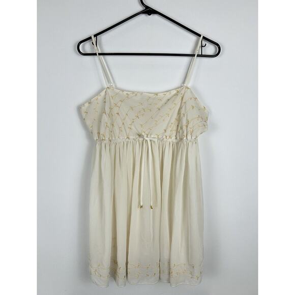 Victoria's Secret Other - Victoria’s Secret Babydoll Slip Dress Cream Ivory Gold‎ Embroidery Fairy Medium